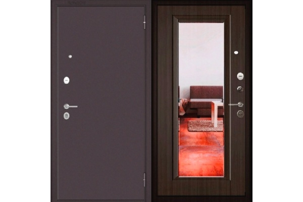 Дверь входная с зеркалом БУЛЬДОРС «MASS 70 ЛАРЧЕ ШОКОЛАД»