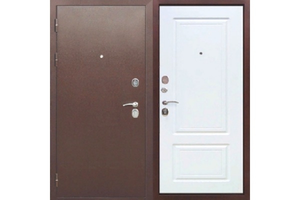 Дверь входная ФЕРРОНИ «ТОЛСТЯК 10 СМ МЕДЬ» Белый ясень