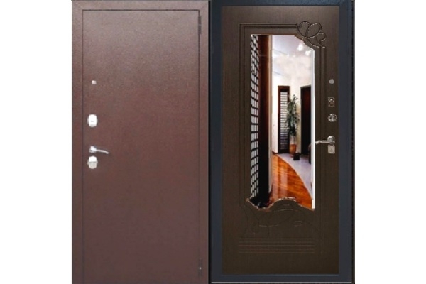 Дверь входная с зеркалом «АМПИР» Венге