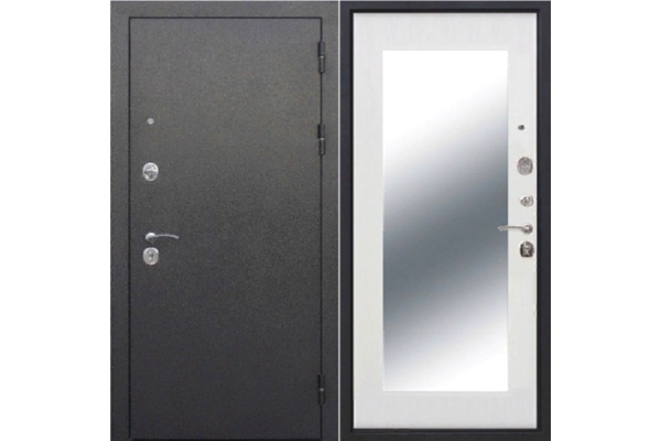 Дверь входная с зеркалом «ТОЛСТЯК» 10 см., Белая матовая