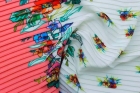 Ткань плиссе (с цветочным принтом на белом фоне)