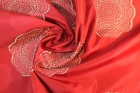 Ткань тафта (красный цвет с цветочным узором)