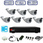 Комплект видеонаблюдения уличный на 7 AHD камеры 720P/1Mpx (light) 