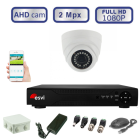 Комплект видеонаблюдения с записью на одну AHD камеру для помещений 2.0 МП FULL HD (1080Р) 