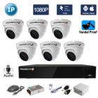Комплект IP видеонаблюдения на 6 антивандальных всепогодных FullHD 1080P айпи камер 2Mpx 