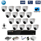 Комплект видеонаблюдения на 16 антивандальных всепогодных IP камер 2Mpx (FullHD/1080P)