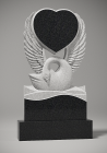Гранитный памятник с птицами «Лебедь с сердцем»