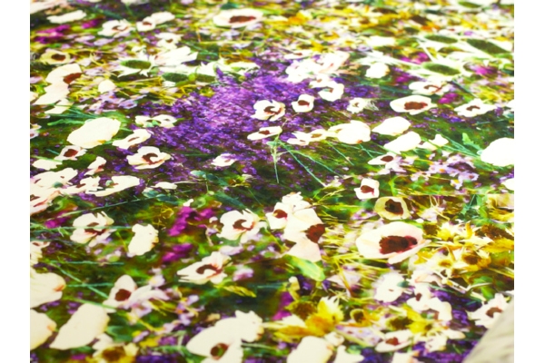 Ткань трикотаж вискозный (с принтом абстрактные цветы)